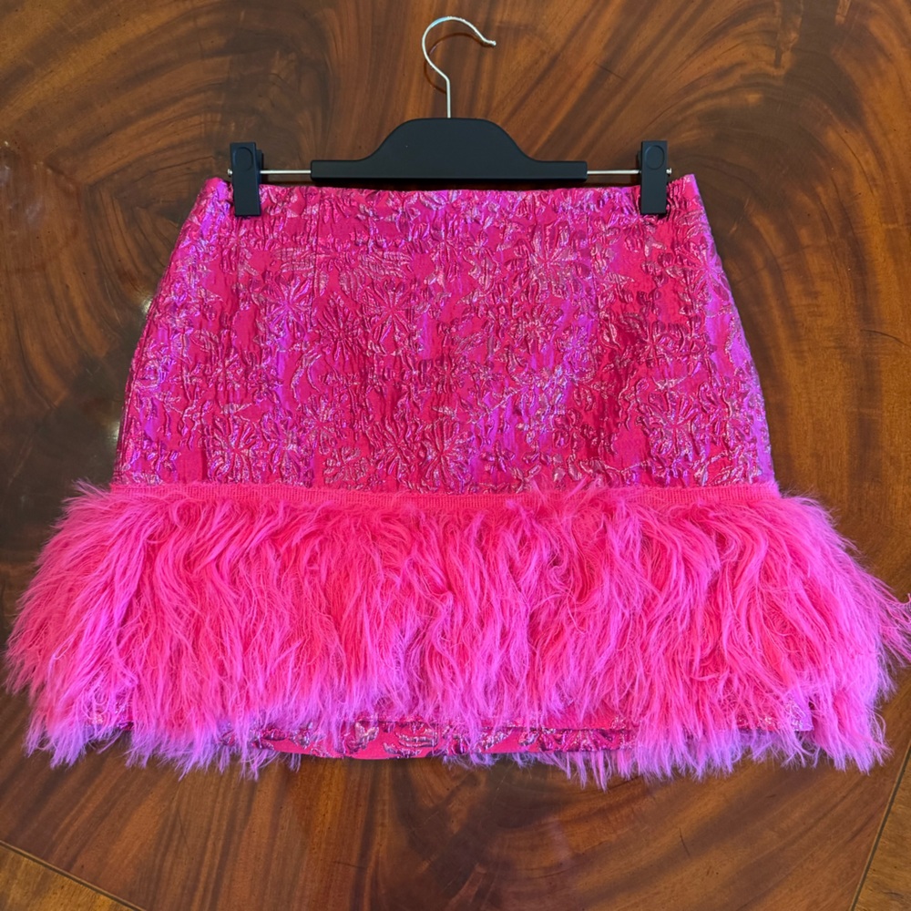 NWT Lilly Pulitzer Charmain Mini Skirt Pink Petal Party Metallic Size 8 - Picture 10 of 15